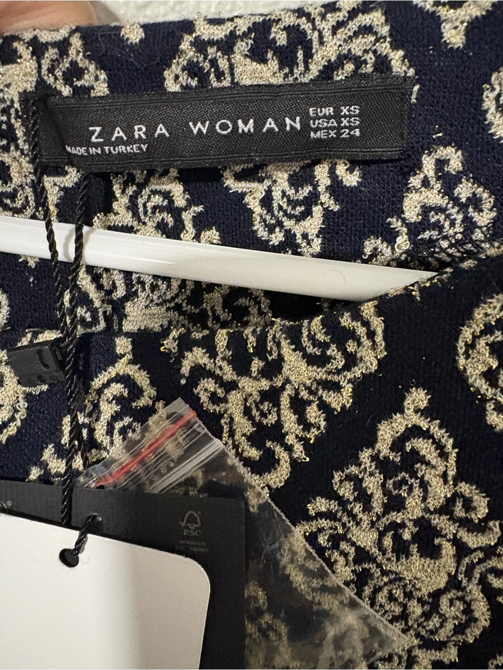 NWT Zara Classic Black & Cream Printed Midi Sheath Dress Size XS - Picture 2 of 6